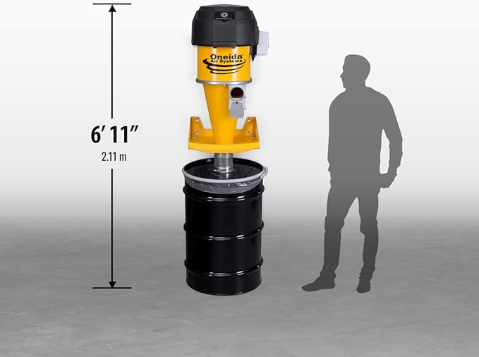 Oneida Air Systems Supercell Turbo High-Pressure 55 Gal. Wall-Mounted HEPA-GFM Cyclone Dust Collector (55-Gal)
