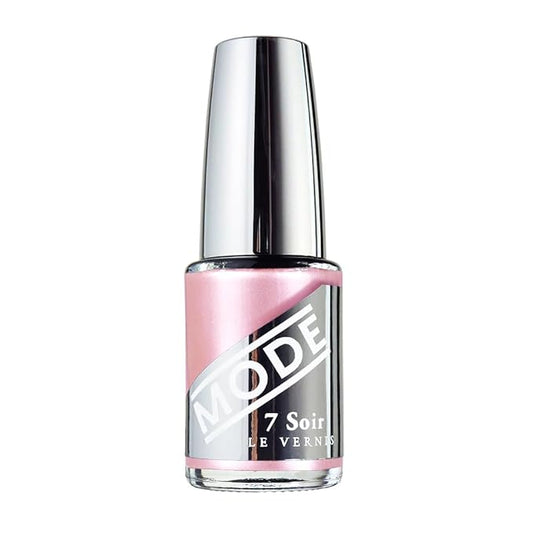 MODE Pearly Cotton Candy Pink Frosted Pearl Nail Polish, Long Lasting Nail Lacquer Color, Chip Resistant Strengthening Protection, Pro Wide Contour Brush, NY Made, 7 Soir Le Vernis, Dreaming Degas