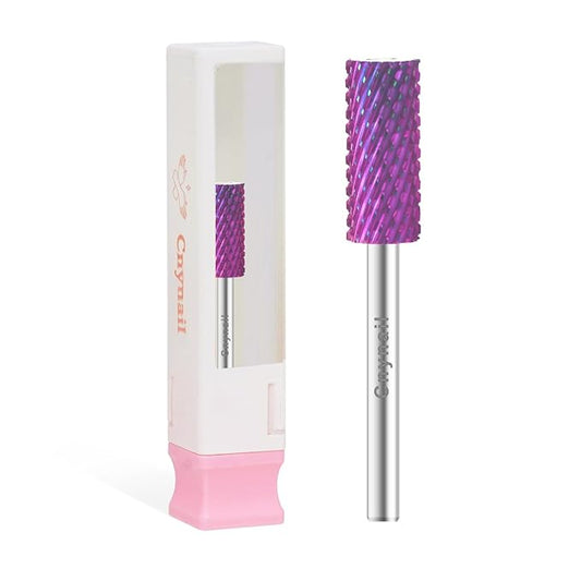 3/32" Small 5.35MM Barrel Bit Tungsten Carbide Nail Drill Bit Safety Bit for Gel & Acrylic Removal, 2- Way Rotating Efile Tip, Salon Electric File Accessory (C Girt, Purple)