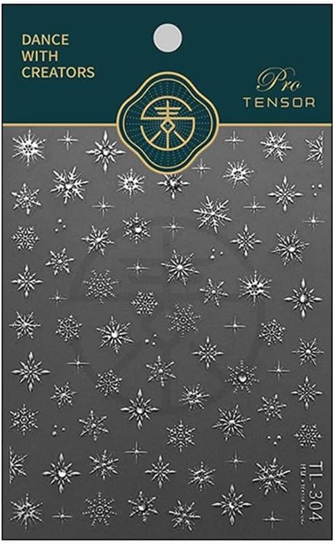 Snowflake Nail Art Stickers Decals 5D Embossed Christmas Snowflake Nail Stickers with Rhinestone 1PCS Silver Winter Snowflakes Self-Adhesive Nail Decals Xmas Nail Art Decoration Supplies for Women