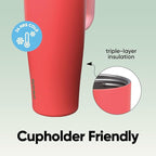 Owala FreeSip Tumbler Stainless Steel Water Bottle 40 oz Strawberry Fields | - Image 4