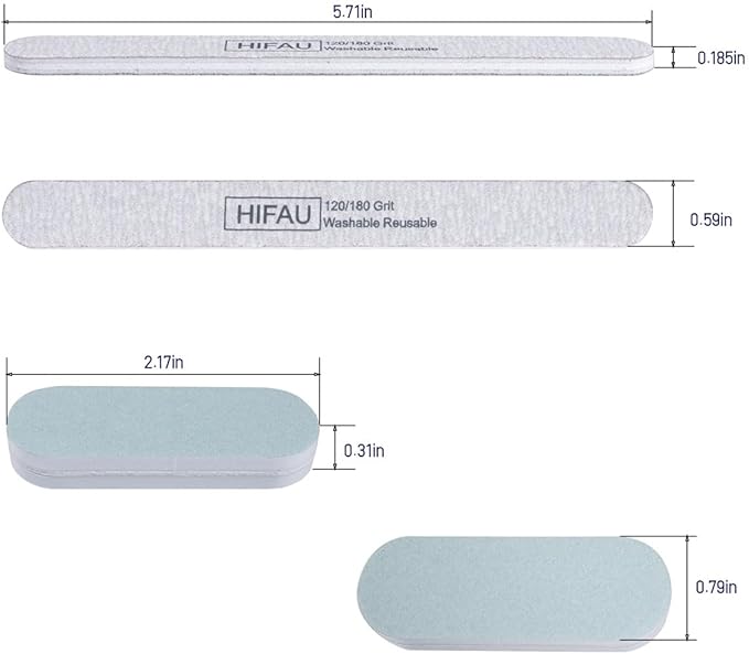 Nail Files and Buffers 22-Piece Set, 120/180 Grit Emery Boards for Nails (8 Pieces), 600/3000 Grit Nail Buffer and Shine Blocks (Mini 14 Pieces), Washable & Reusable, Manicure Kit for Women