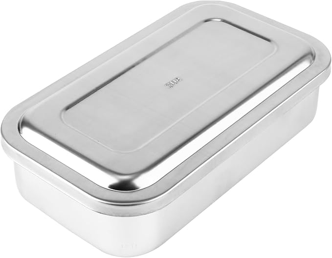 Baluue Stainless Steel Instruments Trays Organizer Holder with Lid Plate Trays Boxs, Sterilized Metal Box Organizer for Medical Lab Instrument Supplies 8 Inch