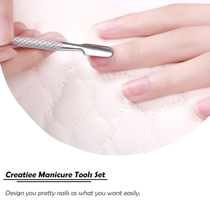 15Pcs Cuticle Pusher Remover and Cutter, Creatiee Double Ended Stainless Steel Cuticle Cleaner Nail Gel Polish Removal, Manicure Pedicure Nail Tools for Fingernails Toenails - Professional & Durable