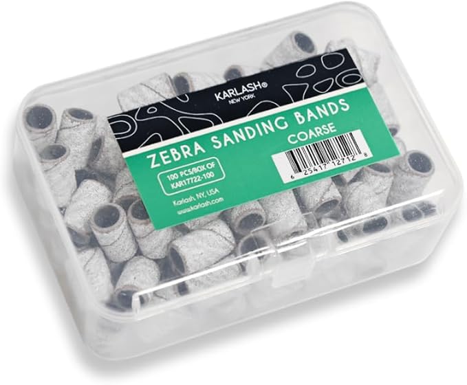 Karlash Professional Nail Sanding Bands Zebra Coarse Grit File - 100 Count