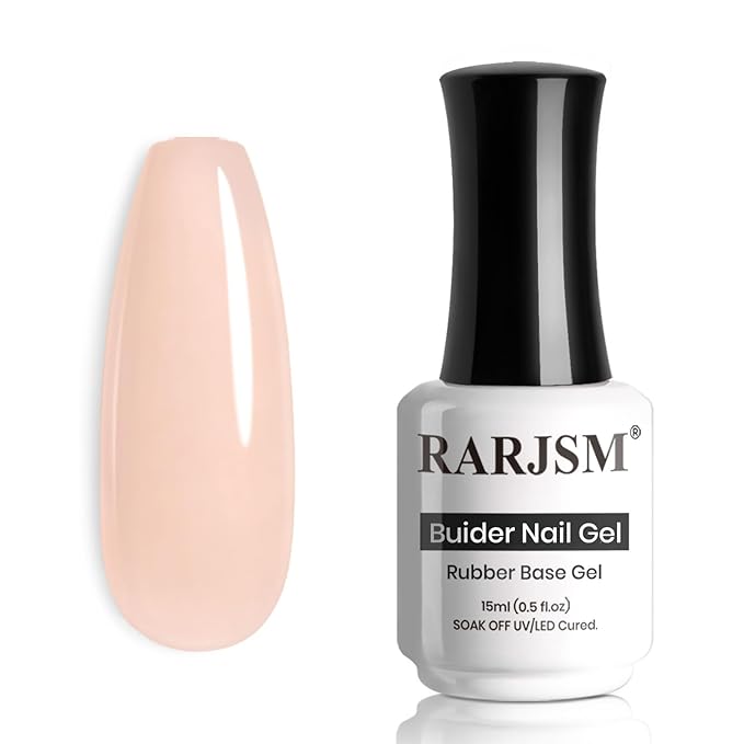 RARJSM Rubber Base Coat Gel Polish Nude Natural Pink Skin Tone Rubberbase Gelpolish for Nails Natural Color French Manicure Extend Soak Off Curing Requires Single Bottle 15ml Salon Home DIY Use