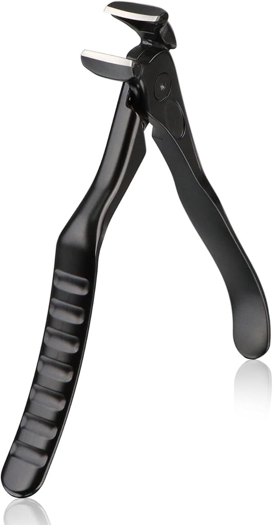 Long Handled Toenail Clippers for Thick Toenails, Ergonomic Non-Slip Toe Nail Clippers for Thick Nails for Seniors, Men, Angled Head Wide Jaw Opening Anti-Splash (Black)