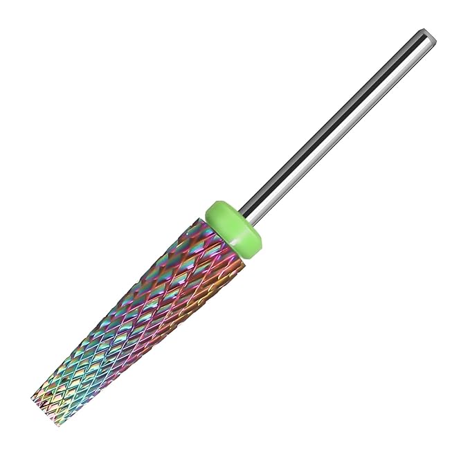 Super Long 5 in 1 Nail Drill Bits,Two Way Rotary Nail Cleaner Carbide Tungsten Nail Bits, Suitable for Manicure Pedicure Cuticle Gel Polishing Acrylic Hard Gels(Rainbow, Coarse-C)