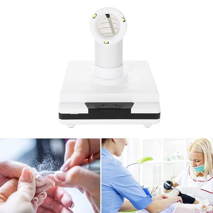 60W Nail Dust Collector, Dust Collector Nail Vacuum Fan Suction Manicure Cleaner with 3 LED Retractable Elbow and Sensor Pedicure Machine Extractor for Polish Acrylic Nail (us Plug)