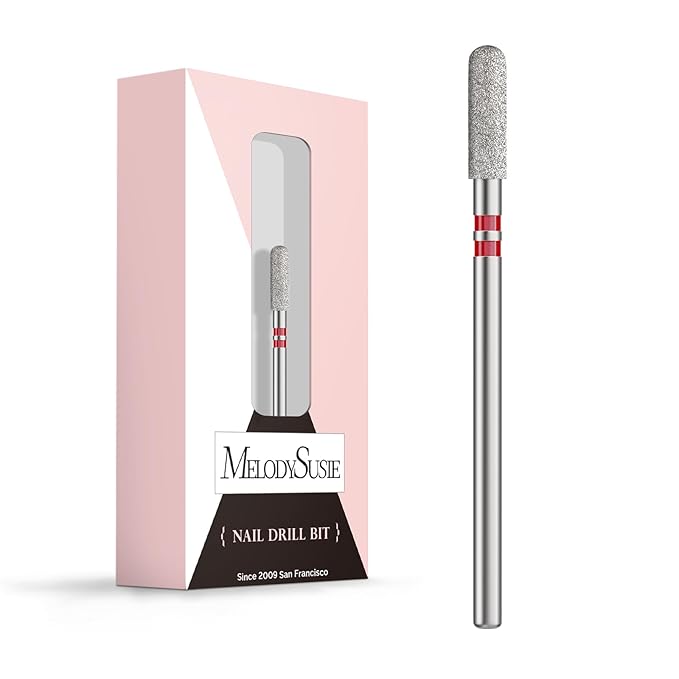 MelodySusie 3mm Rounded Top Barrel Cuticle Clean Nail Drill Bit 3/32'', Professional Safety Carbide Diamond Under Nail Cleaner for Cuticle Dead Skin Nail Prepare, Beginners Bits, Series Bit-S, Fine