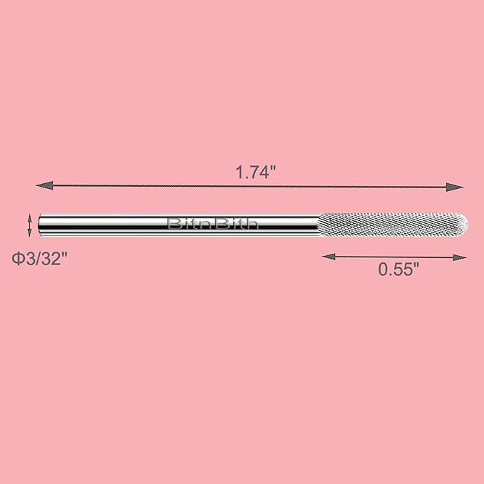 Nail Drill Bit Nature Nail Buffer Drill Bit 3/32",Professional Safety Carbide Nail Prepare Bit for Cuticle Dead Skin Cleaning Nail Bed File 2-Way Rotate for Manicure Home Salon,3XF-Round
