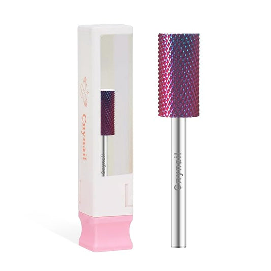 3/32" Large Barrel Bit Tungsten Carbide Nail Drill Bit Safety Bit for Gel & Acrylic Removal, 2- Way Rotating Efile Tip, Salon Electric File Accessory (M Girt, Purple)