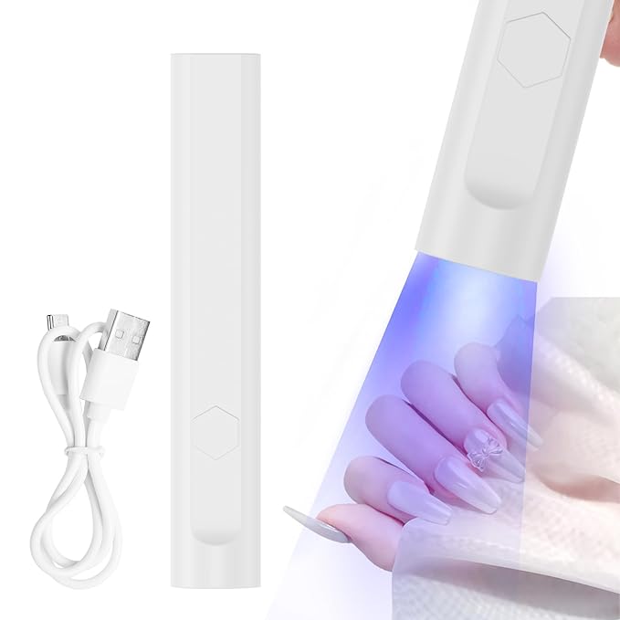 Mini UV Light for Gel Nails, Small Nail Cure Light, Flash Cure Lamp for Gel Nails, LED Nail Lamp for Gel Polish, Manicure USB Nail Dryer for Fast Curing at Salon Home DIY White