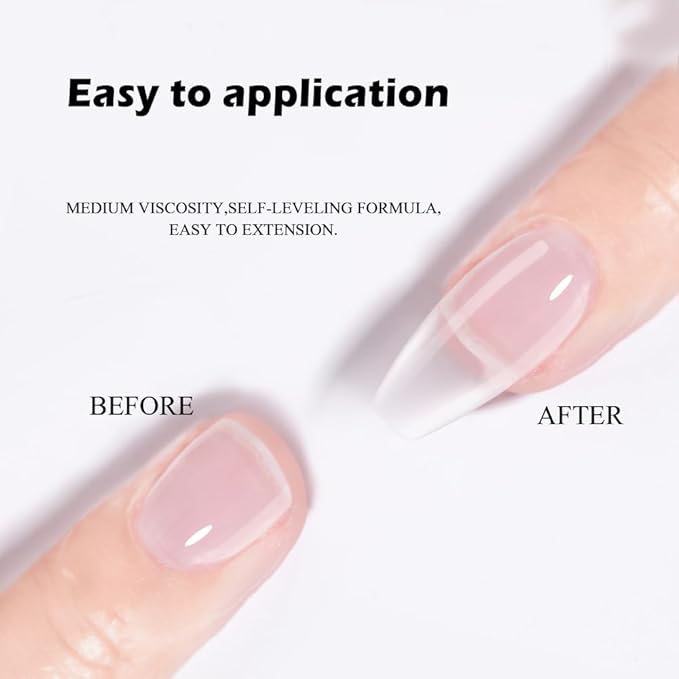 FZANEST Builder Gel Top Coat For Nails 15ml, 5 in 1 Non Wipe Builder Hard Gel in a Bottle, High Gloss Shine No Wipe Top Coat Rhineston Glue Nail Strengthen Extension