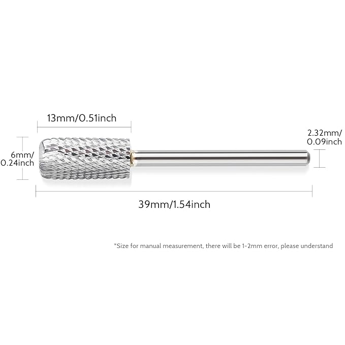 QUNZHAO Nail Drill Bits Dust proof bit Tungsten Steel Fast remove Acrylic or Hard Gel 3/32" Shank - Manicure, Nail Art, Drill Machine (Medium - M, Silver)