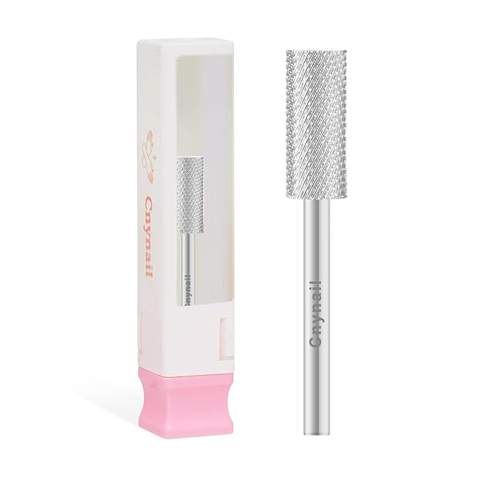 3/32" 5.35MM Small Barrel Flat Top Bit Tungsten Carbide Nail Drill Bit Safety Bit for Gel & Acrylic Removal, 2-Way Rotating Efile Tip, Salon Electric File Accessory (F Grit, Silver)