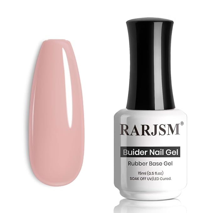RARJSM Rubber Base Gel Nail Polish Tea Rose Pink Nude Skin Tone Rubber Base for Nails Natural Nude Color French Manicure Brush on Extend Gel Builder Soak Off Curing Requires 15ml Salon Home DIY