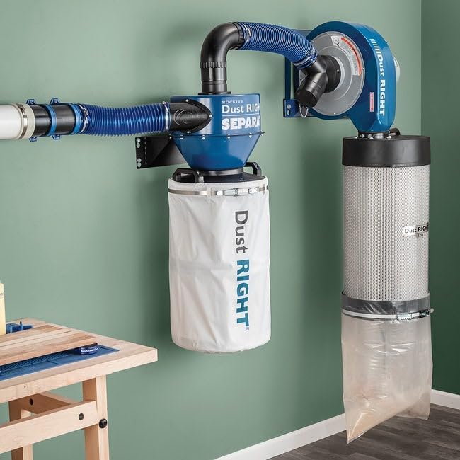 4" Wall-Mount Cyclone Dust Separator - Space-Spacing Cyclone Dust Collectors for Woodworking - Two-stage System Sawdust Collector for Airflow - Easy-to-Assemble Dust Collection Fittings