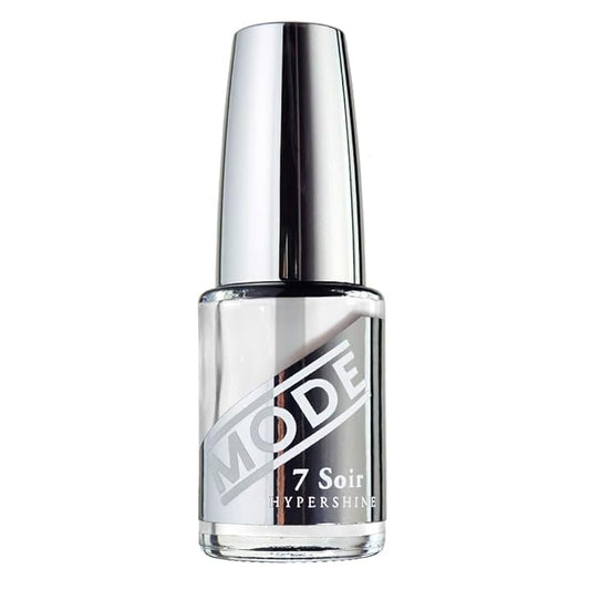 MODE Hypershine Ultra Glossy Top Coat Nail Polish Clear Nourishing Nail Lacquer, Multi-Use Strengthener Hardener Protector, Long Wear Supreme Shine, Pro Contour Brush, NY Made, 7 Soir Le Vernis
