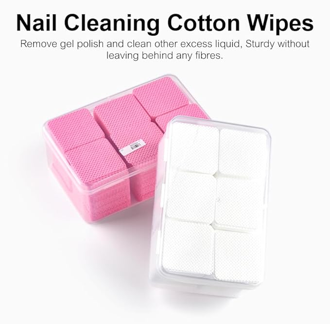 900 PCS Lint Free Nail Cleaning Wipes to Remove Gel Nail Polish & Other Excess Liquid Disposable Nail Cleaning Wipes (Pink)