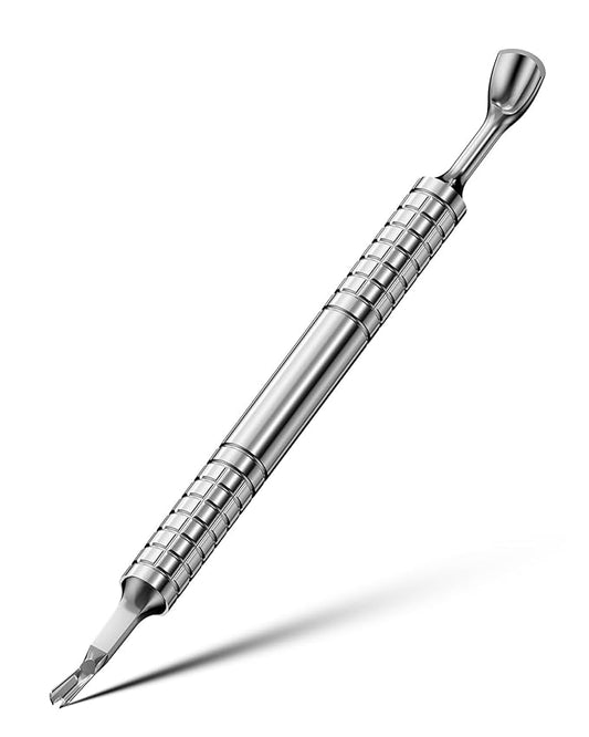 BALUCA Professional Cuticle Pusher & Trimmer for Women - 2-in-1 Nail Cuticle Remover Tool for Perfect Manicures & Pedicures, Silver