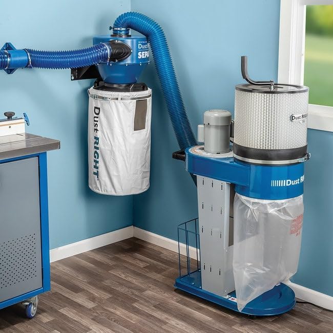 4" Wall-Mount Cyclone Dust Separator - Space-Spacing Cyclone Dust Collectors for Woodworking - Two-stage System Sawdust Collector for Airflow - Easy-to-Assemble Dust Collection Fittings