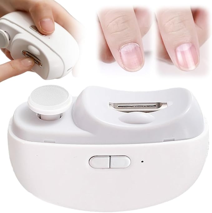Electric Nail Clipper,Toenail Clippers for Seniors,2026 2 in 1 Automatic Nail Trimmer with Polishing,Fingernail Clipper for Men Women Kids Baby Adults (White)