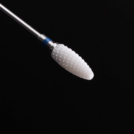 MZCMSL Medium Grit Ceramic Drill Bit,White Ceramic Cone File Bit, 3/32 Flame Style Gel Nail Polish Removing Nail Art Tool