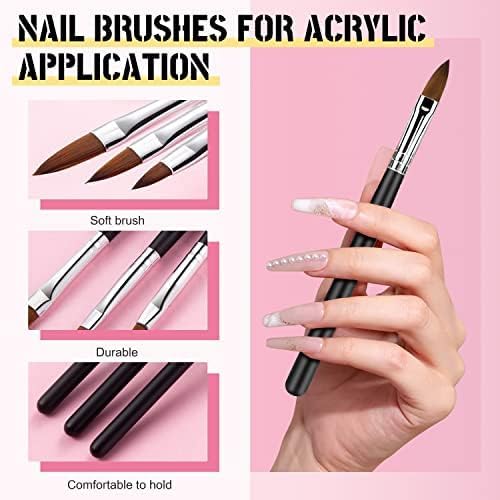 AIJIMEI 58ml Acrylic Liquid Monomer & Nail Brush Cleaner 58ml with 3pcs Nail Brushes, Nail Extension for Acrylic Nail kit