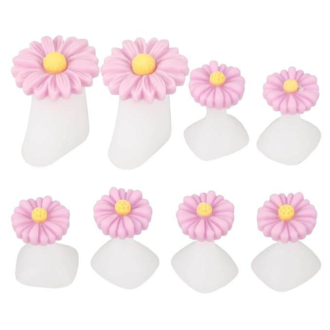 Uonlytech Shims 8Pcs Silicone Toe Separators, Daisy Flower Toe Separators Foot Toe Spacers Separators Bunion Corrector for Pedicures Nail Polish Salon, Purple Splitter
