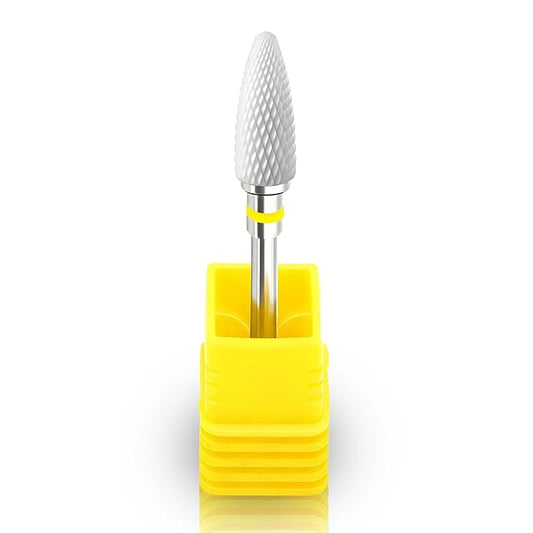 Fantexy 3/32" Ceramic Nail Drill Bit - Remove Acrylic Hard Gels Quickly and Safely,White Ceramic Cone File Bit for Nail Art,Manicure,Pedicure,Gel,Cuticle Clean(Extra Fine - XF)