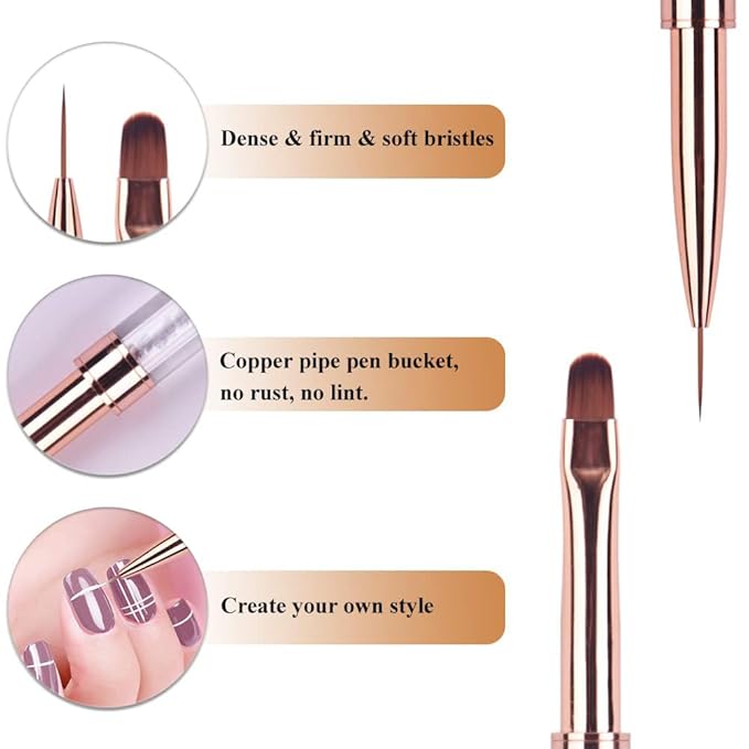 1Pcs Dual-ended Nail Design Brushes Rhinestone Handle Nail Art Liner Brush UV Gel Nail Polish Brush Professional Nail Art Tools Green