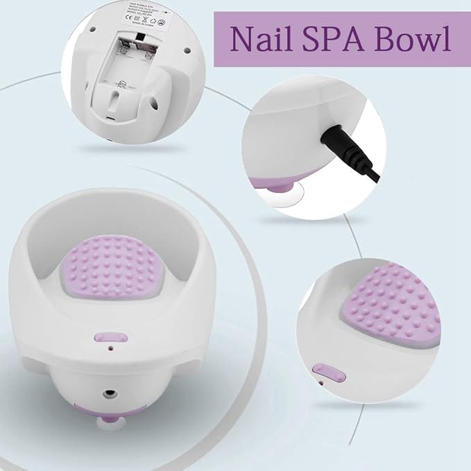 Electric Bubble Nail Soaking Bowl for Nail SPA with Air Bubble Vibrational Massage Nail Polish Remover for Soak Soothing Relaxing Manicure Machine Soften Cuticles