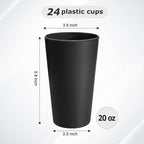 HEYCOME 24 Pcs Unbreakable Plastic Cups Set, 20 oz Reusable Plastic Cups - Image 2