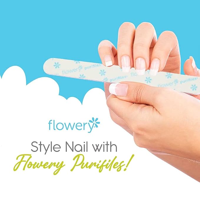 Flowery Purifiles Standard Pink Core Disinfectable Nail Files, 80/100 Grit, 20 per Pack
