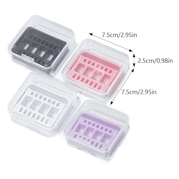 Joyzan Nail Drill Bit Holder Stand, Dust Proof Exhibition Display Storage Case Displayer Portable 16 Holes Manicure Tools Box Tech Art Supply Rack Container Grinding Head Organizer Home Salon 4PCS