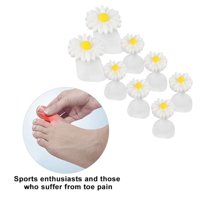 Beaupretty Silicone Toe Separators for Pedicures 16 Pieces Daisy Flower Spacers and Dividers for Nail Art and Salon Use Comfortable Soft Cushions for Toe Spreaders