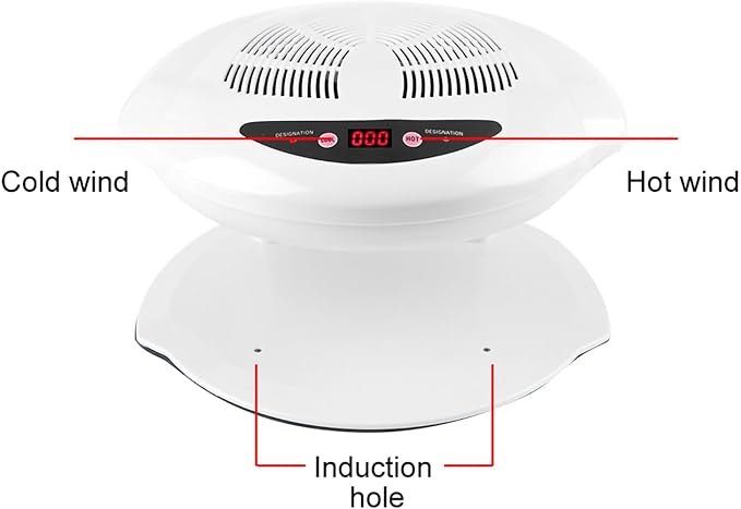 Air Nail Dryer, 2 in 1 400W Cool Warm Nail Air Blow Fan Nail Drying Machine Automatic Sensor Nail Polish Dryer Nail Art Manicure Tool for Salons or Home Use White