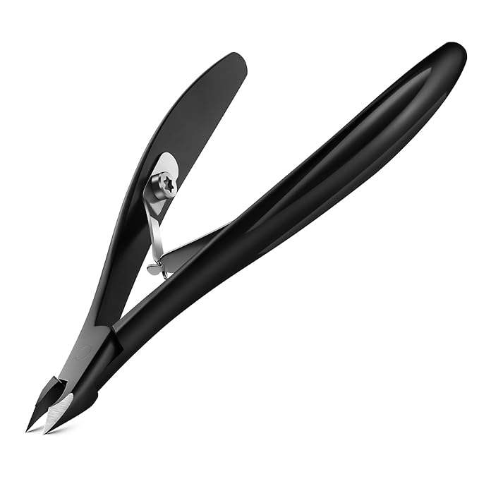 FVION 4mm Jaw Professional Cuticle Nippers, Salon-Quality Trimmers for Precision Nail Care, Premium Stainless Steel Clipper Remover Tool - Black