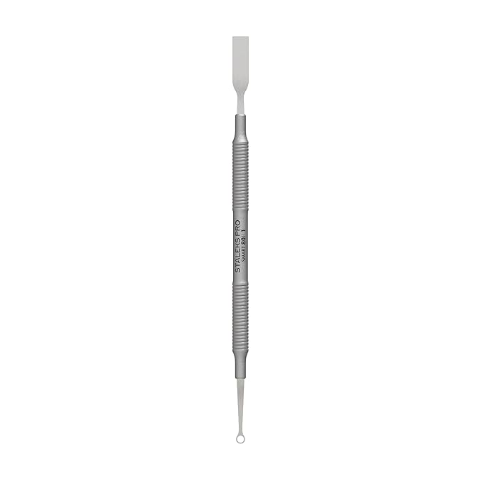 Staleks Pro Manicure Pusher SMART 80 Type 1 – Flat Cuticle Pusher and Loop – Dual-Ended Stainless Steel Nail Tool