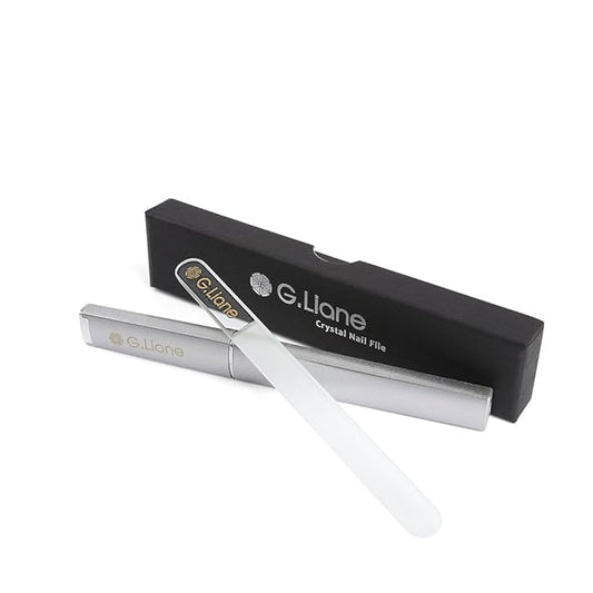 Crystal Glass Nail File Professional Double Sided Etched Crystal Nail File Set for Nail Art & Nail Care Alternative to Metal Nail Files Emery Boards & Buffer(Clear Round)
