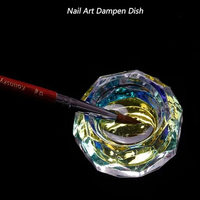 Nail Dappen Dish with Lid, ForSewian Crystal Glass Nail Monomer Dampen Dish Holder for Nail Acrylic Liquid & Powder