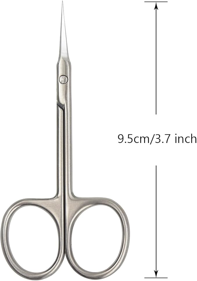 Cuticle Scissors Extra Fine Curved Blade Beauty Scissors for Eyebrow, Eyelash, Manicure, Pedicure and Dry Skin (Curved Tip)