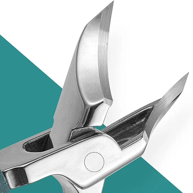 Eagle Beak Angled Nail Clippers 3-Piece Set, Wide Jaw Opening Anti-Splash Slanted Beveled Nail Clipper, Ingrown Toenail Clippers, Toe Nail Clippers for Seniors Long Handle (Green+Black)