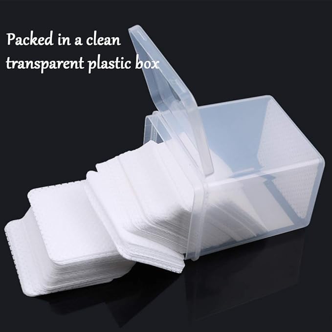400 PCS Lash Extension Glue Wipes EBANKU Lint Free Glue Cleaning Cotton Pads for Eyelash Extensions Non Woven Nail Polish Remover Wipe Supplies - White