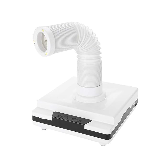 60W Nail Dust Collector, Dust Collector Nail Vacuum Fan Suction Manicure Cleaner with 3 LED Retractable Elbow and Sensor Pedicure Machine Extractor for Polish Acrylic Nail (us Plug)