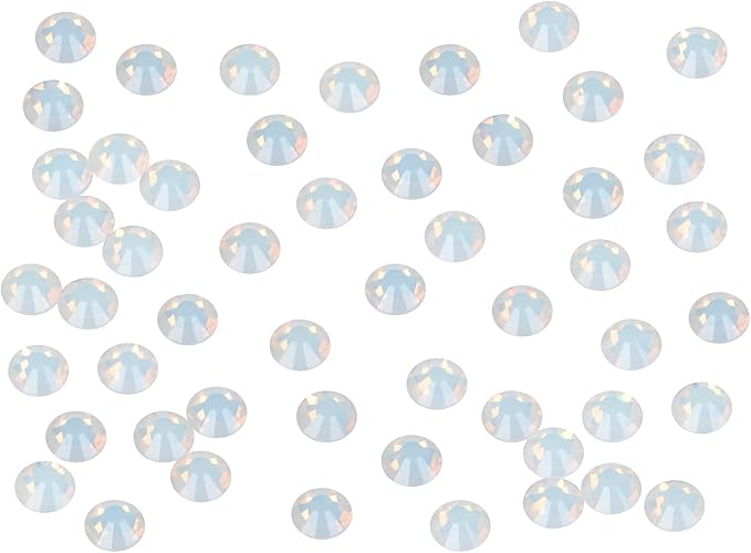 1440PCS Art Nail Rhinestones Non Hotfix Glue Fix Round Crystals Glass Flatback for DIY Jewelry Making with one Picking Pen (ss12 1440pcs, White Opal)