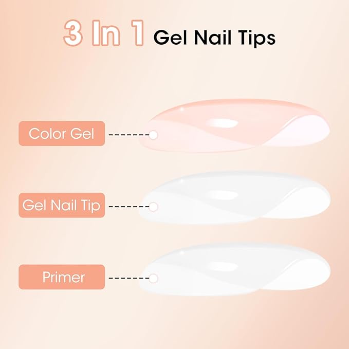 Gellen French Tip Press on Nails, 160 Pcs Soft Almond French Gel Nails with White Swirl Design, Classic Nude French Tip Nails