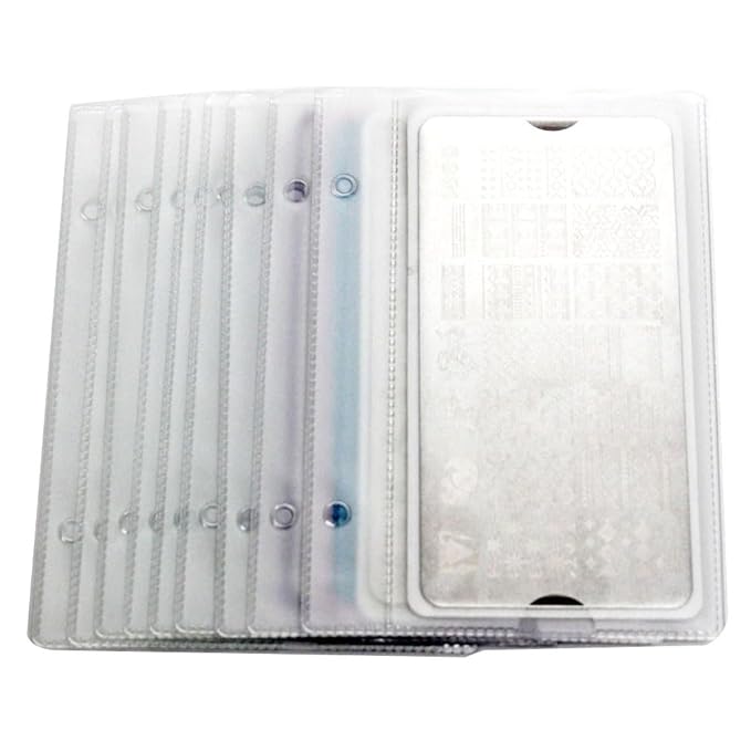 DRDS 20 Pcs Nail Stamping Plates Organizer Case Slots Nial Plates Holder Inner Page Replacement Slots for 6X12Cm Retangel Template(Only Slot Size)