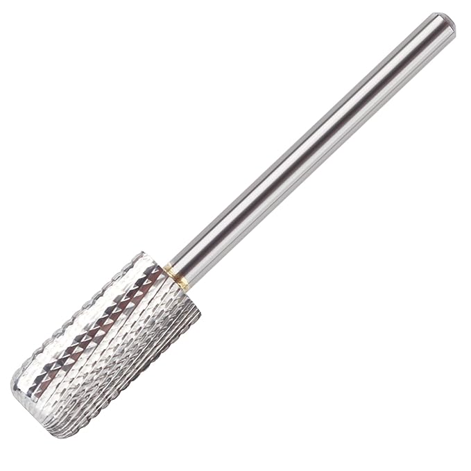 QUNZHAO Nail Drill Bits Dust proof bit Tungsten Steel Fast remove Acrylic or Hard Gel 3/32" Shank - Manicure, Nail Art, Drill Machine (Fine-F, Silver)